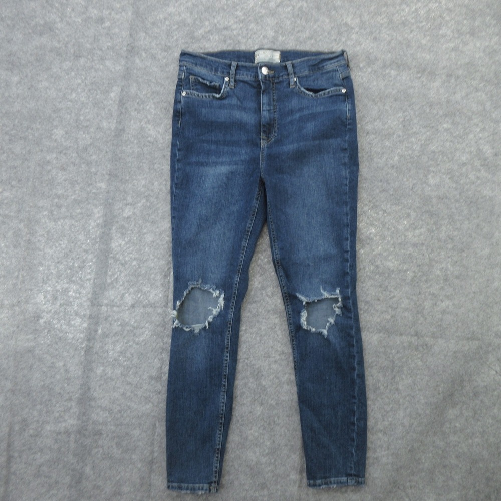 Free People Jeans Womens 30 Blue Distressed Ripped Knees High Rise Skinny Denim